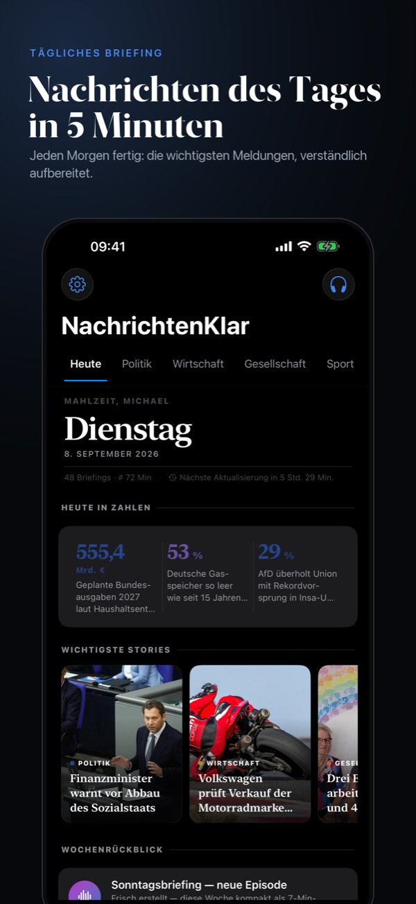 NachrichtenKlar, Screenshot 1 von 9